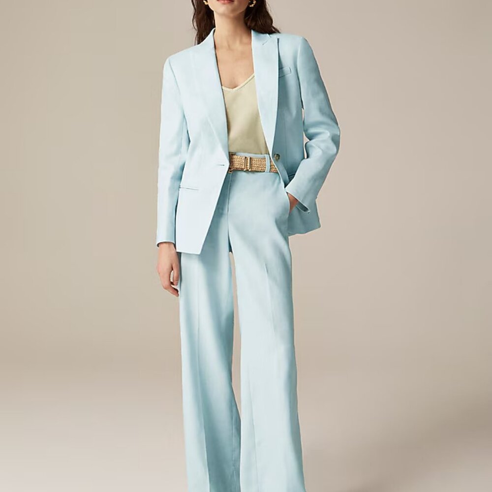 NWT J. Crew Alexandra Blazer in Stretch Linen Blend, Blue Edgewater, Size 4 - Picture 3 of 4